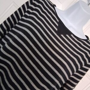 J Jill Tall‎ Striped Black Gray Cotton Long Sleeve Dress with Pocket